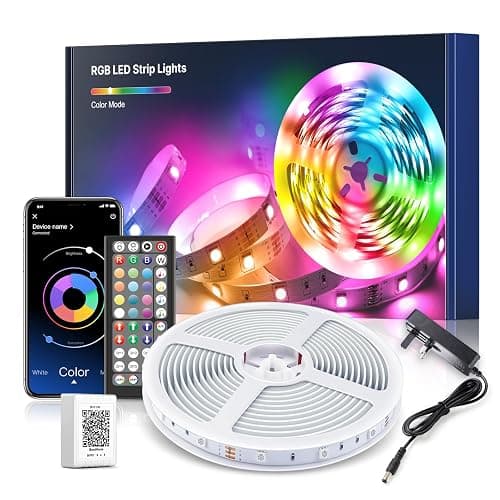Mexllex LED Strip Lights 10M (1X10M) APP Control Colour Changing LED Lights with Remote, Music Sync Built-in Mic, SMD RGB Light Strips RGB LED Strip, Led Lights for Bedroom Home Decoration - Image 1