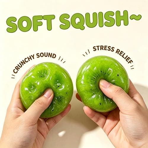 Kiwi Slushy Texture Fidget Squishy Toy, Soft Gel Sensory Toy with Crunchy Sounds When Squeezed, Stress‑Relief Hand Squeeze Toy, Office & Party Relax Gift (Slushy Kiwi) thumbnail 3