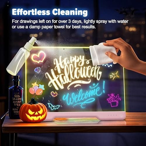 16-Inch Rechargeable Doodle Glow LED Note Board, 7-Color Light Modes, Neon Art Dry Erase Light Up Drawing Pad with Built-in Stand, Sketching Gift Toy for Kids/Girls/Teens, 5 Markers & Tracing Book thumbnail 7