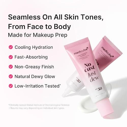 medicube Sunscreen No Cast Just Dew PDRN Hydrating UV Sun Serum, SPF 50 | SPF 50 Fast-Absorbing Sunscreen with PDRN, Panthenol & Centella - Lightweight Hydration & Cooling, Korean Skincare thumbnail 4