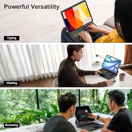 for iPad Air 11 inch Case with Keyboard (M3/M2, 2025/2024), iPad Pro 11 (4th/3rd/2nd/1st Gen) & Air 5/4th,Magic-Style Magnetic – Floating Cantilever Stand - Multi-Touch Trackpad (Black) thumbnail 7