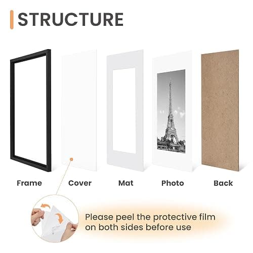 upsimples 8x10 Picture Frame Set of 5,Display Pictures 5x7 with Mat or 8x10 Without Mat,Wall Gallery Photo Frames, Black thumbnail 4