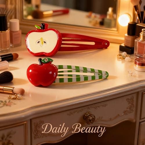 8pcs Apple Fruit Hair Clips，Cute Star Hair Barrettes for Women, Kawaii Y2k Apple Hair Accessories (Red) thumbnail 5