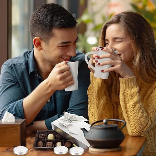 Honeydak Chocolate Fondue Mug with Fork and Candle Sweet Ceramic Personal Chocolate Melting Cup Chocolate Fondue Mug Ideal Gifts for Birthday Date Night Birthday Wedding Gifts (White) thumbnail 4