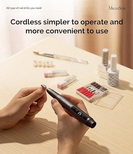 MelodySusie Cordless Nail Drill, PC180G 25,000RPM Rechargeable Electric Nail File with Nail Drill Bits,Sanding Bands thumbnail 6