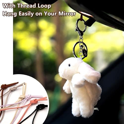 Cute Keychain Bunny Plush Rabbit Key Chain Kawaii Smiling Cloud Keychains for Women Girl, Bag Purse Backpack Charms (2PCS) thumbnail 4