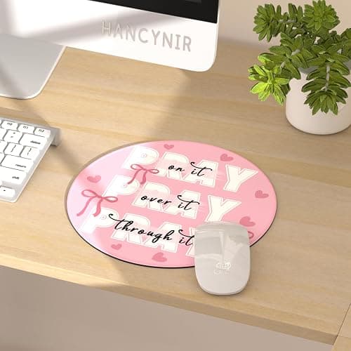 Hancynir Inspirational Quote Mouse Pad for Desk, Cute Bows Heart Small Mousepad with Non-Slip Base, Round Mouse Pads for Laptop Gaming, Computer Mouse Mat for Desk Accessories Office Decor Supplies thumbnail 2
