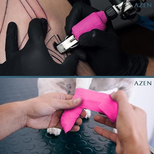 AZEN 16 Pack Self Adhesive Bandage Wrap Pink, 2" X 5 Yards Elastic Cohesive Bandage Wrap, Athletic Tape, Vet Wrap, Ankle Tape, Tattoo Grip Tape Wrap (Pink) thumbnail 6