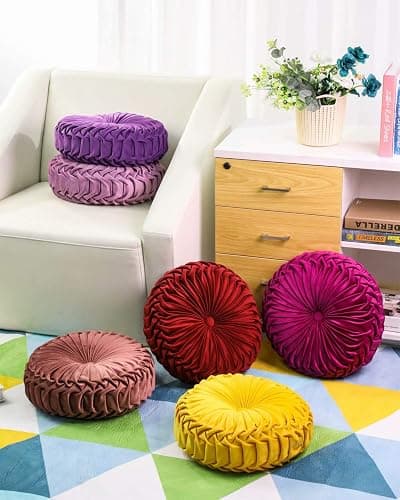 HLOVME Throw Pillow for Couch Decorative 3D Pumpkin Round Velvet Cushion for Sofa Bed Chair Floor 15"X15", Light Purple thumbnail 5