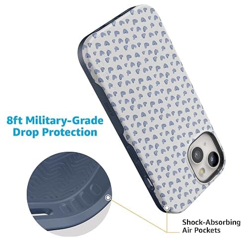 Casely iPhone 15 Case | Lovebug | Blue Hearts | Bold Protective Case Design | Compatible with MagSafe thumbnail 4