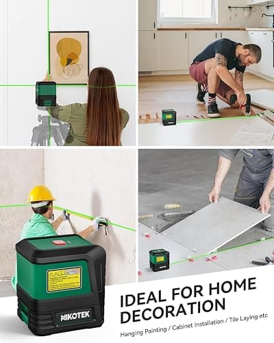 Nikotek Laser Level, Self-leveling Green Line Laser With Horizontal and Vertical Lines for Construction and Picture Hanging, Battery Included thumbnail 7