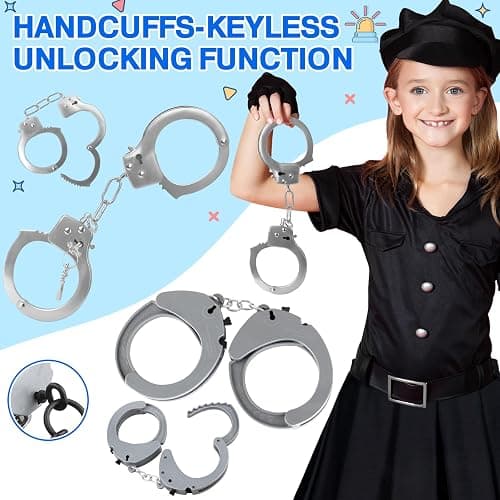 IVENRXIU Police Toys, Police Pretend Play Toys for Dress Up, Role Play Set with Police Accessories, Handcuffs, Warning Light, Police Badge, Birthday Halloween Christmas Gifts thumbnail 4