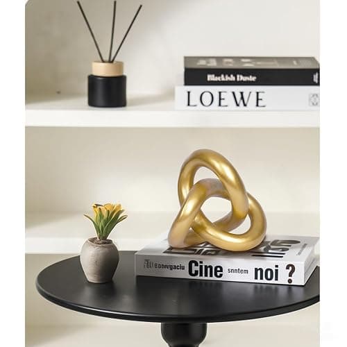 PUHOZN Geometric Round Sculpture Gold Knot Statue Decor Modern Tabletop Sculpture and Figurines Round Decorative Ornaments Knick Knacks Home Decor for Shelves Coffee Table Bookshelf Decoration Gifts thumbnail 3