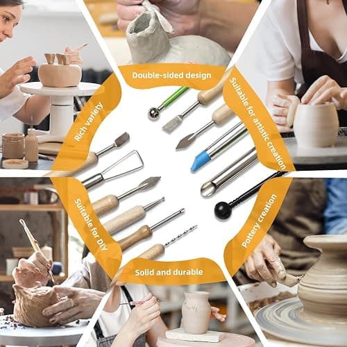 42 PCS Clay Tool, Clay Sculpting Tools Kit, Pottery Tools Can be Used for Stippling, Carving, Molding, and Shaping Clay Crafts, for Beginners, Hobbyists, Artists thumbnail 4