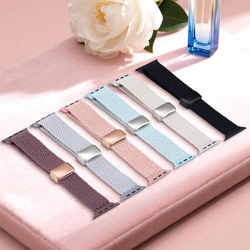 Braided Stretchy Band Compatible with Apple Watch Bands 38mm 40mm 41mm 42mm 44mm 45mm 46mm 49mm Women Men, Soft Nylon Solo Loop Magnetic Sport Strap for iWatch Series 11 10 9 8 7 6 5 4 3 2 1 SE Ultra thumbnail 8