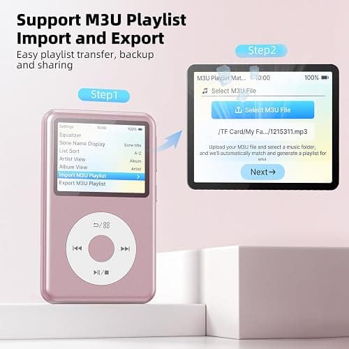 Innioasis 64GB Mp3 Player with Bluetooth, Lossless DSD DAC FLAC Support, Y2 Classic Dedicated Music Player with Playlists, Nostalgia Design, Supports up to 2TB Pink thumbnail 3