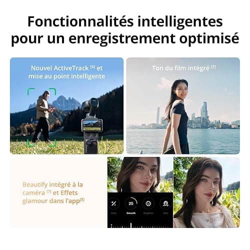 DJI Bundle Essentiel Osmo Pocket 4, caméra vlog de Poche avec nacelle | Capteur CMOS 1 pouce et 4K/240 ips, stabilisation sur 3 axes, zoom sans perte 2×, stockage intégré de 107 Go thumbnail 7