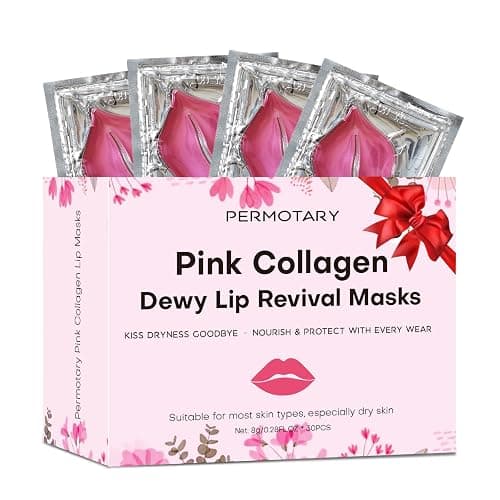 Permotary 30 PCS Moisturizing Collagen Lip Mask Crystal Mouth Care Pads Mask for Moisturizing & Reducing Chapped, Smoothing Fine Lines Lip Patches with Moisture Essence for Gifts - Image 1