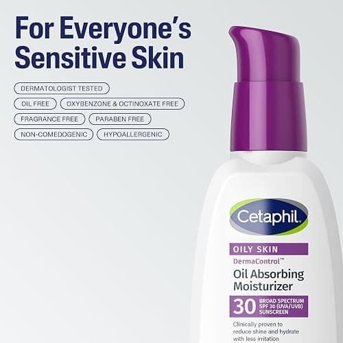 Cetaphil DermaControl Oil Absorbing Moisturizer with SPF 30, For Sensitive, Oily Skin, 4 Fl oz, Absorbs Oil, Reduces Shine, Hydrates, Protects, No Added Fragrance thumbnail 7