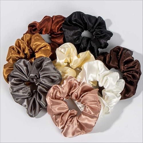 KEAH Pack of 8 Silk Scrunchies - No Crease Satin Scrunchies for Women & Girls, Suitable for All Hair Types - Trendy Colours, Strong Hold With Storage Bag thumbnail 5