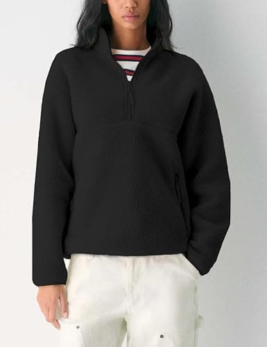 Fleece Pullover Sherpa Jacket - SIZE LARGE - COLOR BLACK thumbnail 3