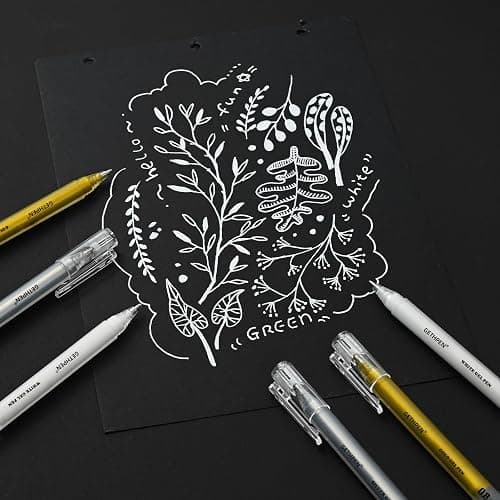 GETHPEN 0.6mm Fine Point White Gel Pens, 3-Pack for Artists Drawing, Sketching, Illustration, and Adult Coloring Books, Opaque White Ink for Black Paper, Bullet Journaling, and Card Making thumbnail 5