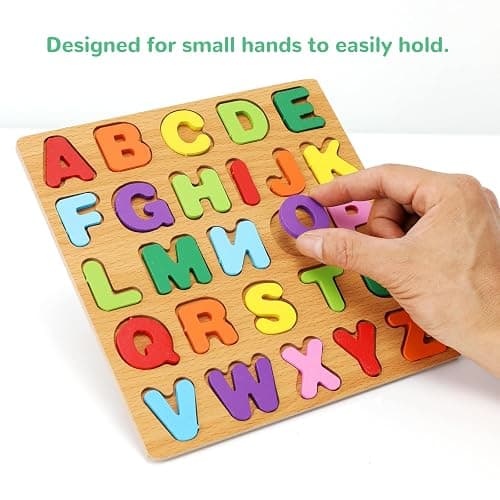 Alphabet Wooden Puzzles for Toddlers 3-5, Pack of 3 ABC, Number and Shape Puzzle, Preschool Educational Learning Toys with Puzzle Board & Letter Blocks for Girls Boys Ages 3 4 5 Years Old thumbnail 7