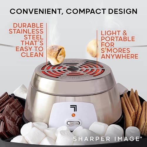 Sharper Image Electric S’mores Maker – 8-Piece Indoor S'mores Kit| 6 Skewers & Serving Tray| Flameless Tabletop Appliance for Kids & Families| Kitchen Gadget| Movie Night Date Night Housewarming Gift thumbnail 6
