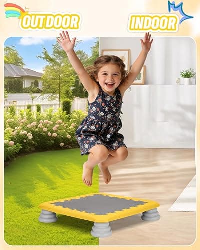 Kids Rebounder Bouncing Board, Mini Trampoline for Kids, 25 in Sensory Bouncing Board with Non-Slip Base, Rebound Jumping Board for Indoor Outdoor Play Autism Sensory Development Ideal Gift thumbnail 5