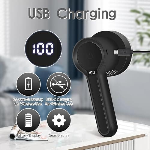 SUPER LINT Electric Fabric Shaver Electrostatic Brush, LED Display, 3-Speeds, Rechargeable Sweater Shavers to Remove Pilling for Clothing, Couch, Furniture, Black thumbnail 5