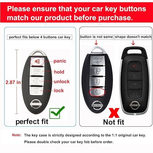 SUNCARACCL for Nissan Key Fob Cover with Leather Keychain, Soft TPU Full Protection Key Case Shell for Nissan Altima Maxima Rogue Armada Pathfinder Smart Key 4 Buttons (White) thumbnail 2