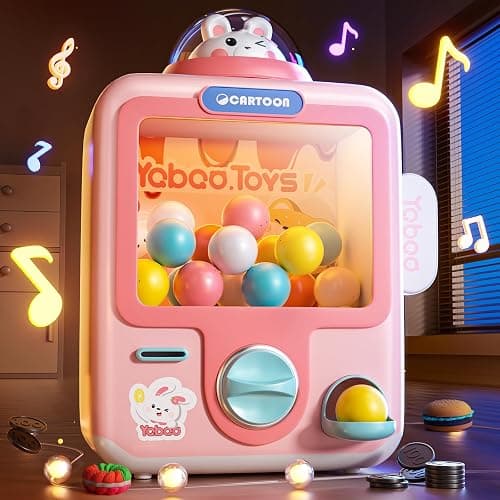 Skirfy Vending Machine Kids Toys Mini Claw Machine 12 Erasers Operated Gumball Prize Machine Maker Arcade Game Claw Machine Game Sensory Toys Dolls Gifts(Pink) - Pink - Image 1