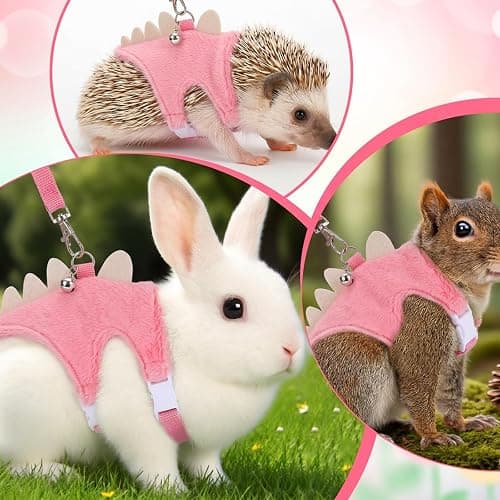 YBEATY Ferret Harness and Leash Set Small Animals Vest Harness with Safe Bell Dinosaur Shaped Leash Set for Baby Rabbit Guinea Pig Teacup Chihuahua Mouse and Other Small Pet (Pink) thumbnail 8