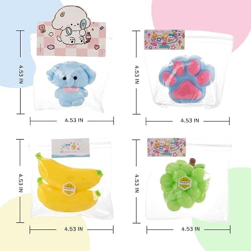 QCROAD SQUISHY Handmade Taba Silicone Squishy Kit - 4PCS Cute Squeeze Toys for Kids & Adults, Includes Cat Paw, Banana, Grape & Elephant, Great for Birthday Goodie Bags, Sticky Squishy Fidget Toys thumbnail 2