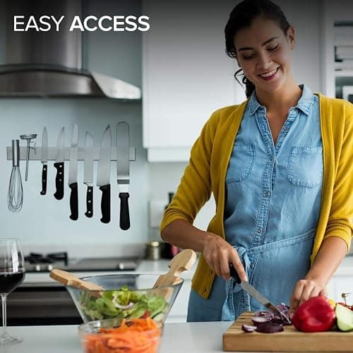 Modern Innovations 16 Inch Stainless Steel Magnetic Knife Bar with Multi-Purpose Functionality as a Knife Holder, Knife Strip, Magnetic Tool Organizer, Art Supply Organizer & Home Organizer - 16 Inch thumbnail 2