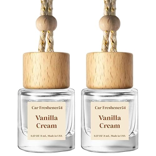 C Classy Hanging Car Air Freshener 2 Pack, Vanilla Cream Essential Oil Diffuser, Long-Lasting Fragrance, Cute Glass Bottle Car Accessories for Women & Men, Made in USA - Image 1