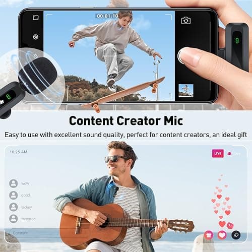 USB C Lavalier Microphone Wireless Mini Mic for Type-C Android Phone/Tablet/PC Video Recording Clip-on Mics with Rotatable Clip&Denoise Recording, Ideal for Vlog Tiktok Youtube Podcast Content Creator - Black Mic for USB C thumbnail 7