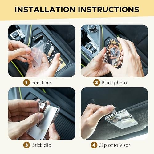 2Pcs Car Picture Holder, Acrylic Car Visor Photo Clip, Personalized Car Accessories Magnetic Car Sunshade Photo Frame for Adding Family or Personal Photos, Gifts for Christmas/Thanksgiving/Valentine's Day thumbnail 6