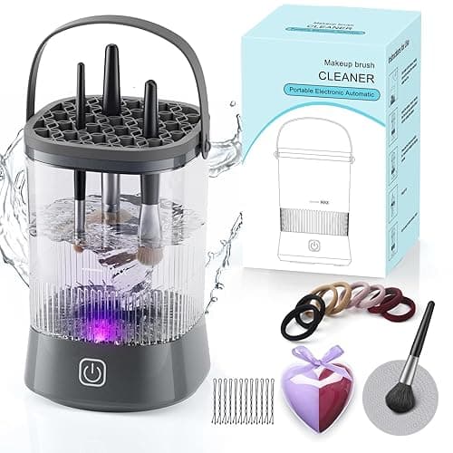 Electric Makeup Brush Cleaner - 9000 RPM Makeup Brush Cleaning Machine, IP65 Waterproof Automatic Makeup Brush Cleaner for Makeup Sponges and Brushes(Gray) - Gray