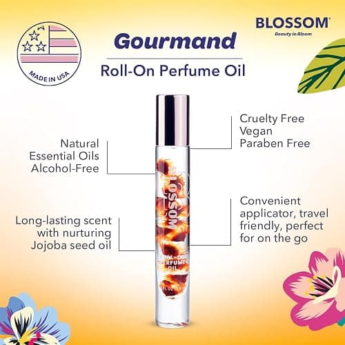 Blossom Roll on Perfume for Women Alcohol Free Gourmand Rollerball, 0.20oz | Infused with Real Flowers, Made in USA, (Pumpkin, Vanilla, Cinnamon) Pumpkin Spice Latte, Rolla on, Oil, Natural, Teen thumbnail 6