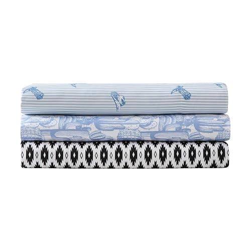 Wrangler - Queen Size Sheet Set, Ultra-Soft & Wrinkle-Resistant Bedding for Year Round Comfort, Deep Pockets, Bed Sheets with Matching Fitted Sheet & Pillowcases (Cactus Toile Blue) thumbnail 5