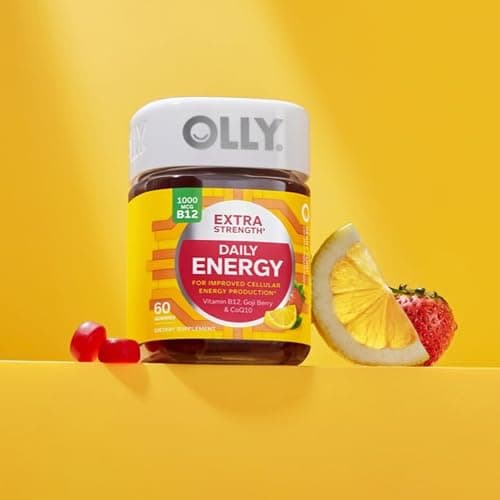 OLLY Extra Strength Daily Energy Gummy, Caffeine Free, 1000mcg Vitamin B12, CoQ10, Goji Berry, Adult Chewable Supplement, Berry Yuzu Flavor - 60 Count thumbnail 5
