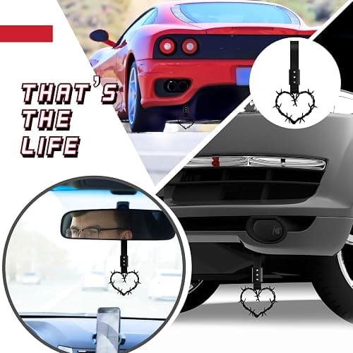 Fabbay 2 Pieces Heart Handle Keychains Car Accessory Heart Hand Strap Drift Charm for Car Interior Exterior Decoration(Black,Thorns Style) thumbnail 5