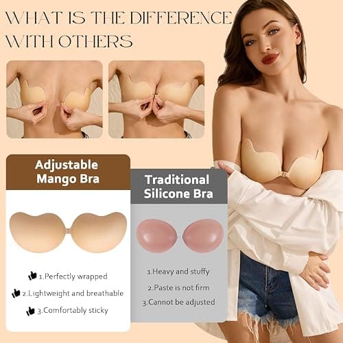 EIDOS Strapless Backless Sticky Push Up Bra - Invisible Adhesive Bra for Women with Nipple Covers 2025 thumbnail 2