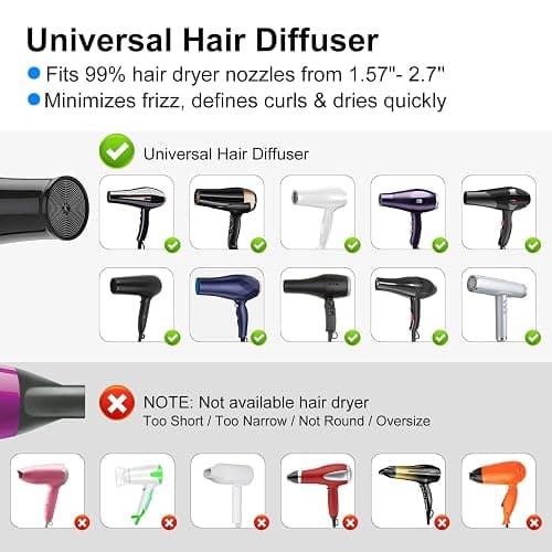 Hair Diffuser, AISEELY Universal Diffuser Hairdryer for Curly Hair, Adjustable Hair Dryer Diffuser Suitable for 1.57 to 2.7in Hair Dryer Nozzles for Hair Styling, 1.0 count thumbnail 4