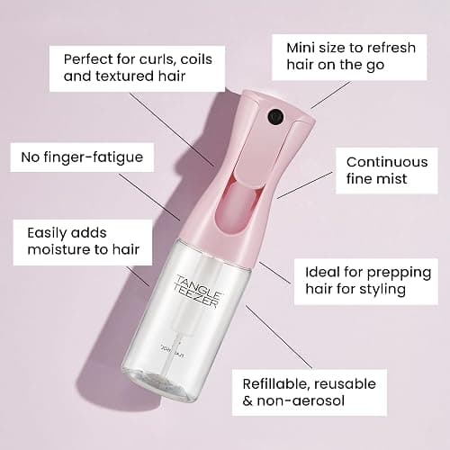 TANGLE TEEZER Travel-Size Fine Mist Continuous Spray Bottle, Reusable and Refillable, for Hair Detangling and Styling, 6.1 oz, Millennial Pink thumbnail 3