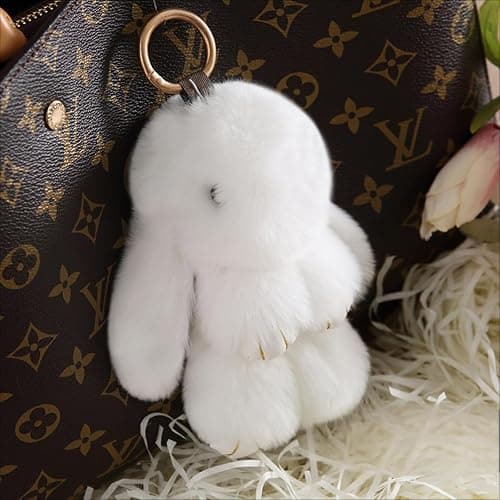 Fluffy Bunny Keychain Plush Lulu Bunny Keychain for Women, Soft Rabbit Cute Bag Charms for Easter Birthday Gift thumbnail 3