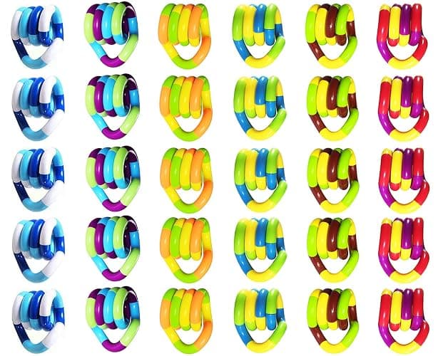 20 PCS Quiet Fidgets Toys,Multicolor Fidget Toys for Adults,Kids-Sensory Items for Relaxation,Autism,Decompression-Squeeze, Twist, Chain Spinner Alternative Gift thumbnail 6