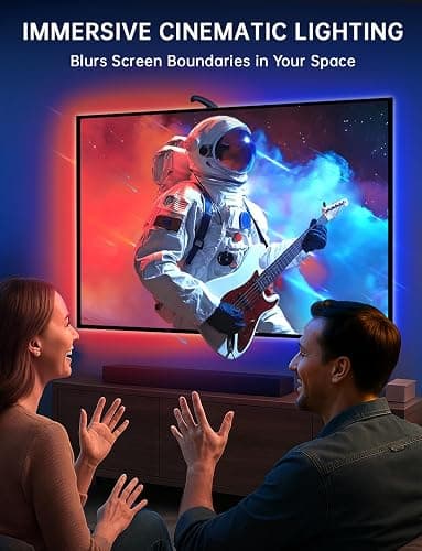 QTU TV LED Backlight Sync to Screen – 11.5ft LED Lights for 32-50 Inch TVs & PC Monitors, Smart App Control TV Lights That Change with TV, USB-C Powered RGB Strip Lighting thumbnail 2