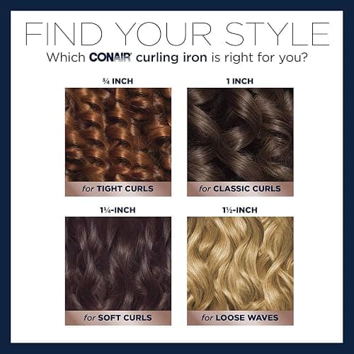 Conair CD702GNC Double Ceramic 1.25 Inch Curling Iron, 1 1/4 inch barrel creates loose curls – for short, medium, and long hair, High heat 375°F, Instant heat up, Anti-frizz control, Dual voltage hair curler thumbnail 6